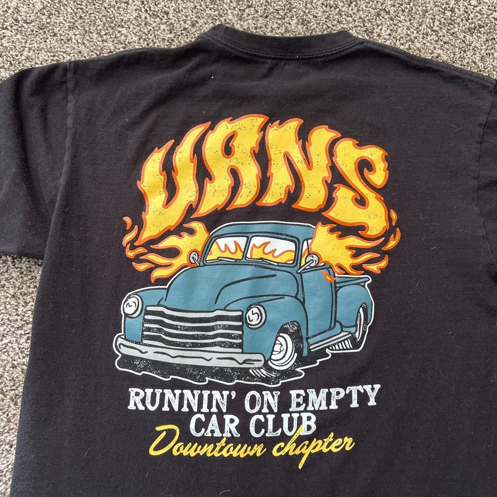 Vans "Runnin' on Empty Car Club" Black T shirt Size M Skate